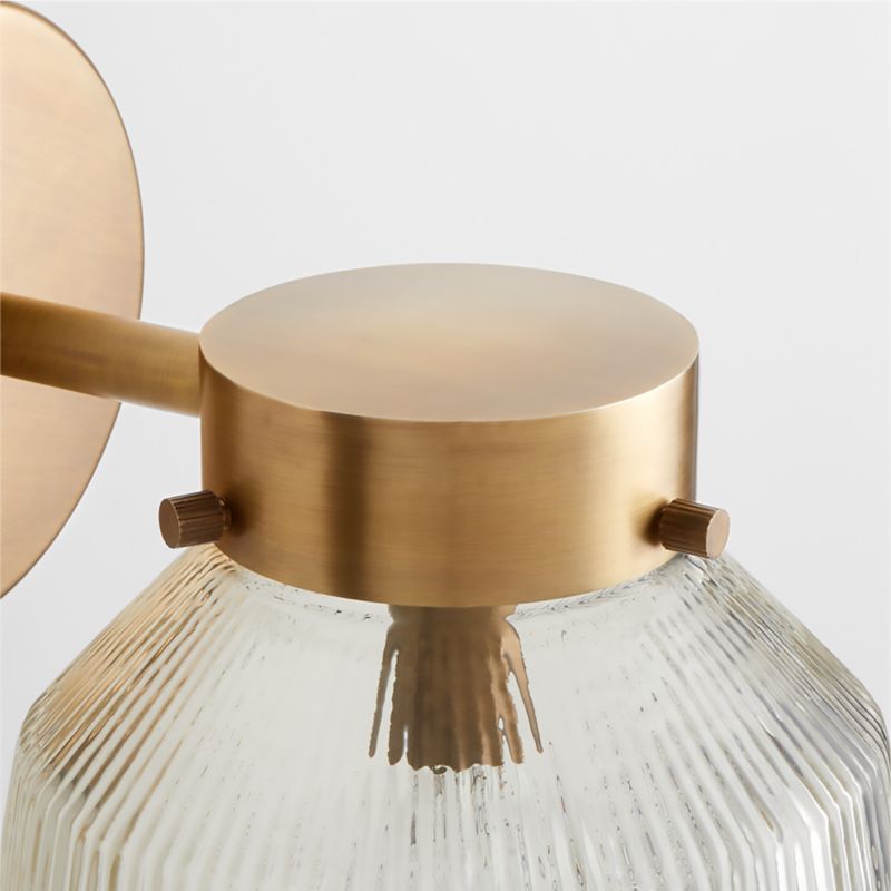 Aiden Ribbed Glass Brass Wall Sconce Light - image 5 of 10