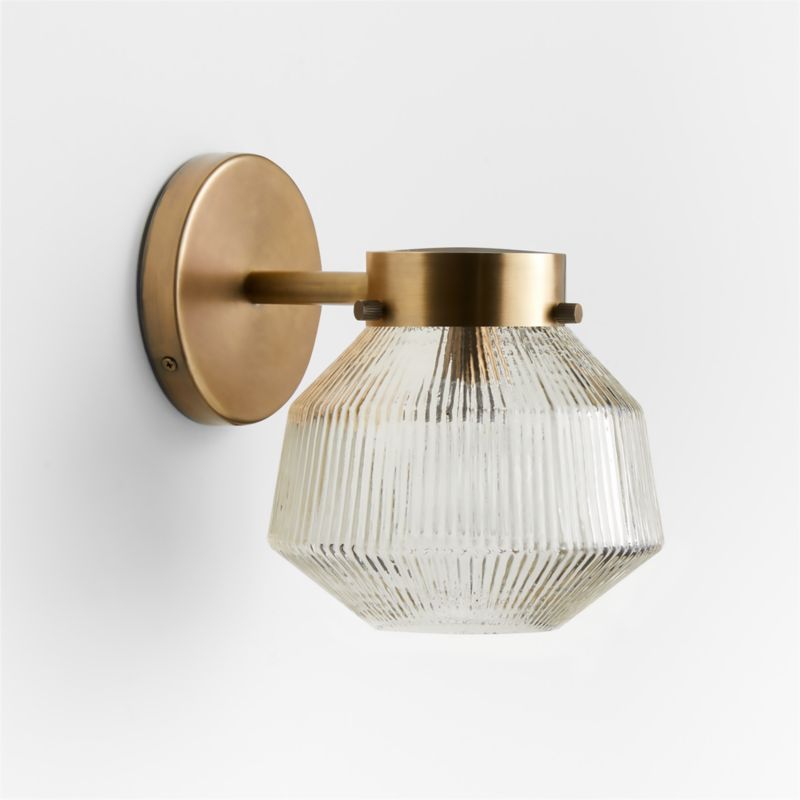 Aiden Ribbed Glass Brass Wall Sconce Light - image 4 of 10