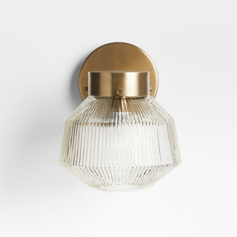 Aiden Ribbed Glass Brass Wall Sconce Light - image 6 of 10