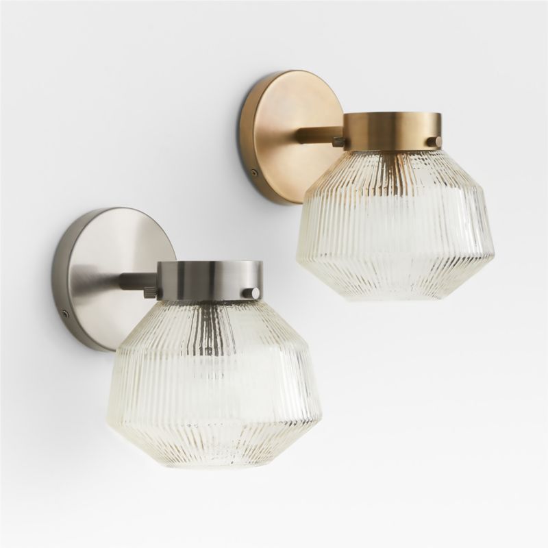 Aiden Ribbed Glass Brass Wall Sconce Light - image 9 of 10