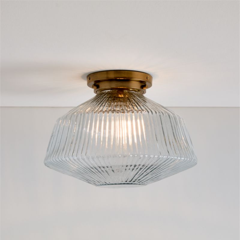 Aiden Ribbed Glass Brass Flush Mount Light - image 0 of 3