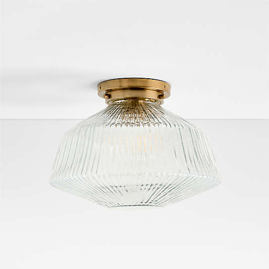 Aiden Ribbed Glass Brass Flush Mount Light