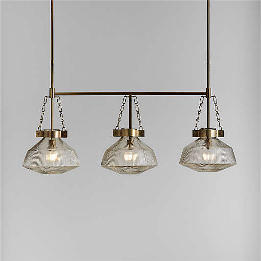 Aiden Ribbed Glass Brass Linear Pendant Light