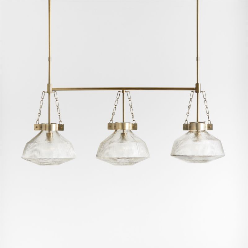 Aiden Ribbed Glass Brass Linear Pendant Light