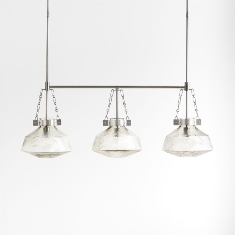 Aiden Ribbed Glass Light Pewter Linear Pendant - image 5 of 7