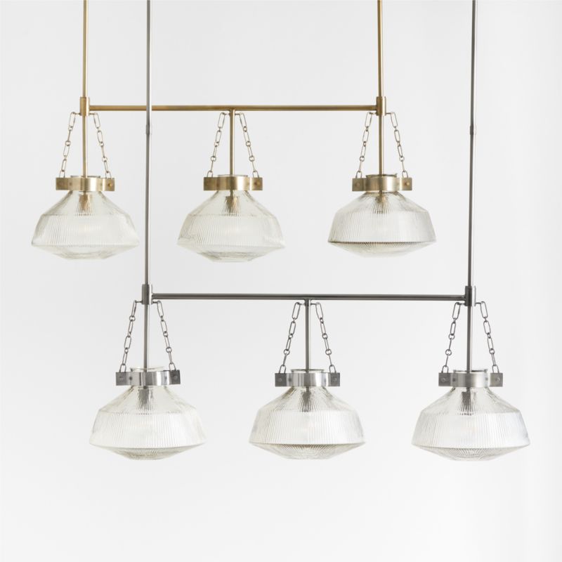 Aiden Ribbed Glass Brass Linear Pendant Light