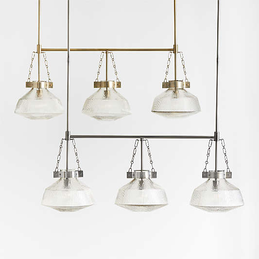 Aiden Ribbed Glass Brass Linear Pendant Light