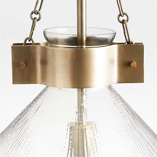 Aiden Ribbed Glass Brass Pendant Light