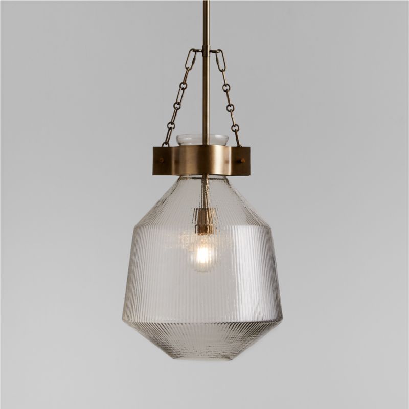 Aiden Ribbed Glass Brass Pendant Light