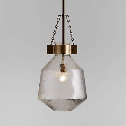 Aiden Ribbed Glass Brass Pendant Light