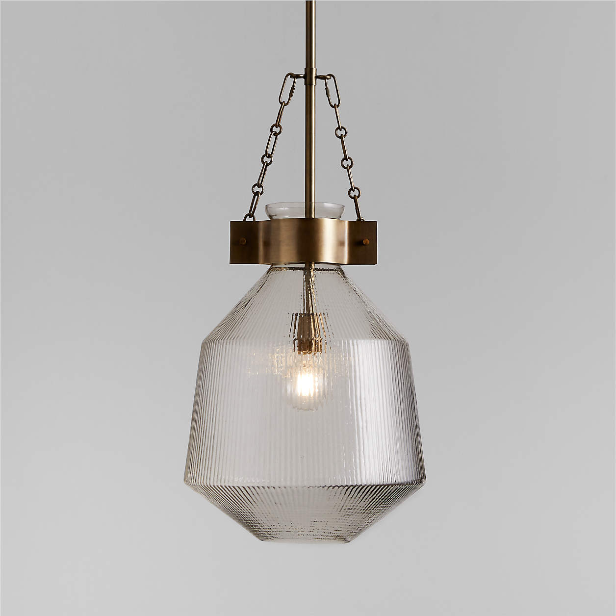 aiden ribbed glass brass pendant light