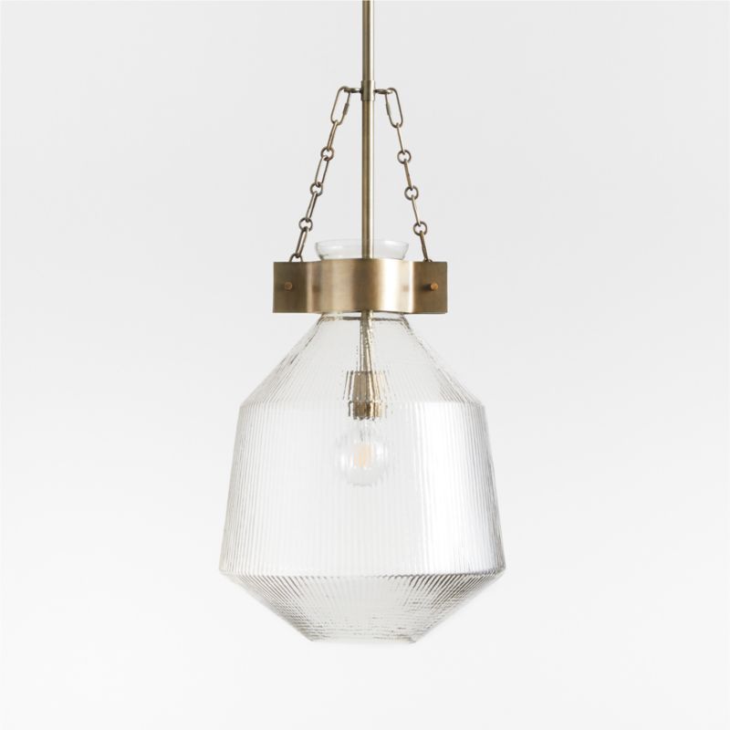 Aiden Ribbed Glass Brass Pendant Light