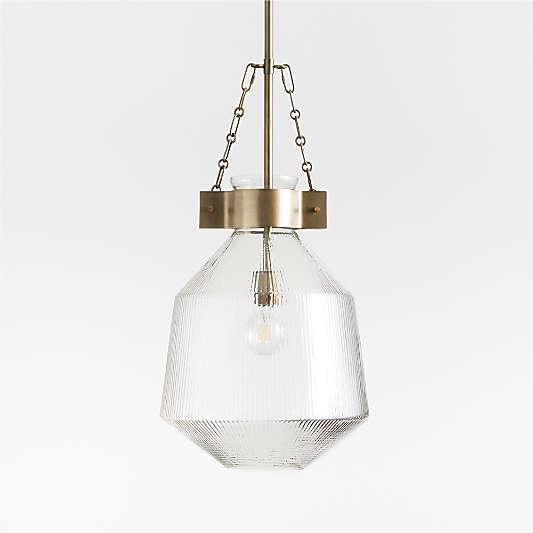 Aiden Ribbed Glass Brass Pendant Light