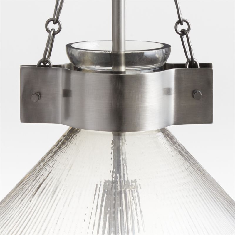 Aiden Ribbed Glass Light Pewter Pendant Light - image 4 of 11