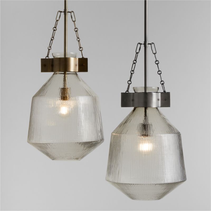 Aiden Ribbed Glass Brass Pendant Light