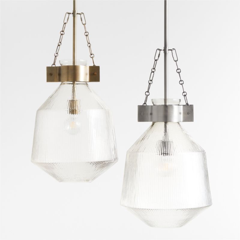 Aiden Ribbed Glass Brass Pendant Light