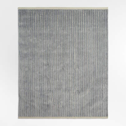 Aija Striped Mist Blue Kids Performance Area Rug 5'x8'