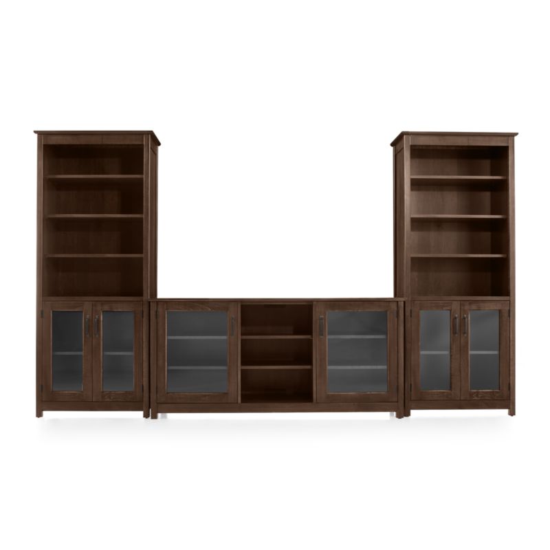 Ainsworth Cocoa 64" Media Center and 2 Towers with Glass/Wood Doors - image 3 of 7