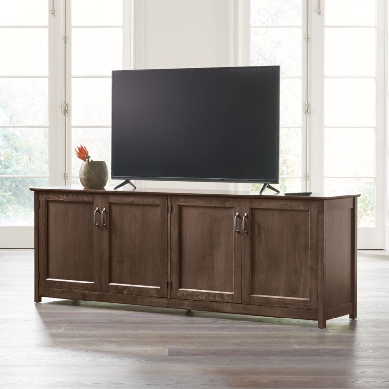 Ainsworth Cocoa 85" Storage Media Console with Glass/Wood Doors