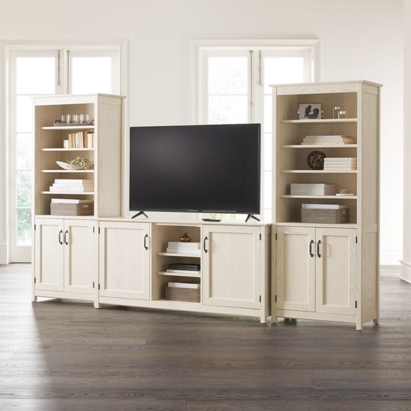 Ainsworth Cream 64" Media Center and 2 Towers with Glass/Wood Doors - image 0 of 6