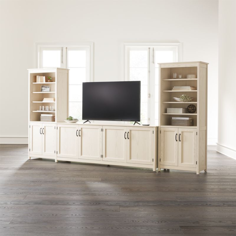 Ainsworth Cream 85" Media Center and Two 30" Towers with Glass/Wood Doors - image 2 of 8