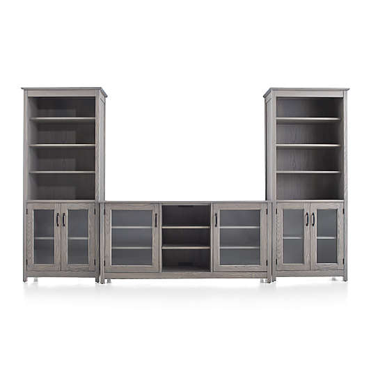 Ainsworth Dove 64" Media Center and 2 Towers with Glass/Wood Doors
