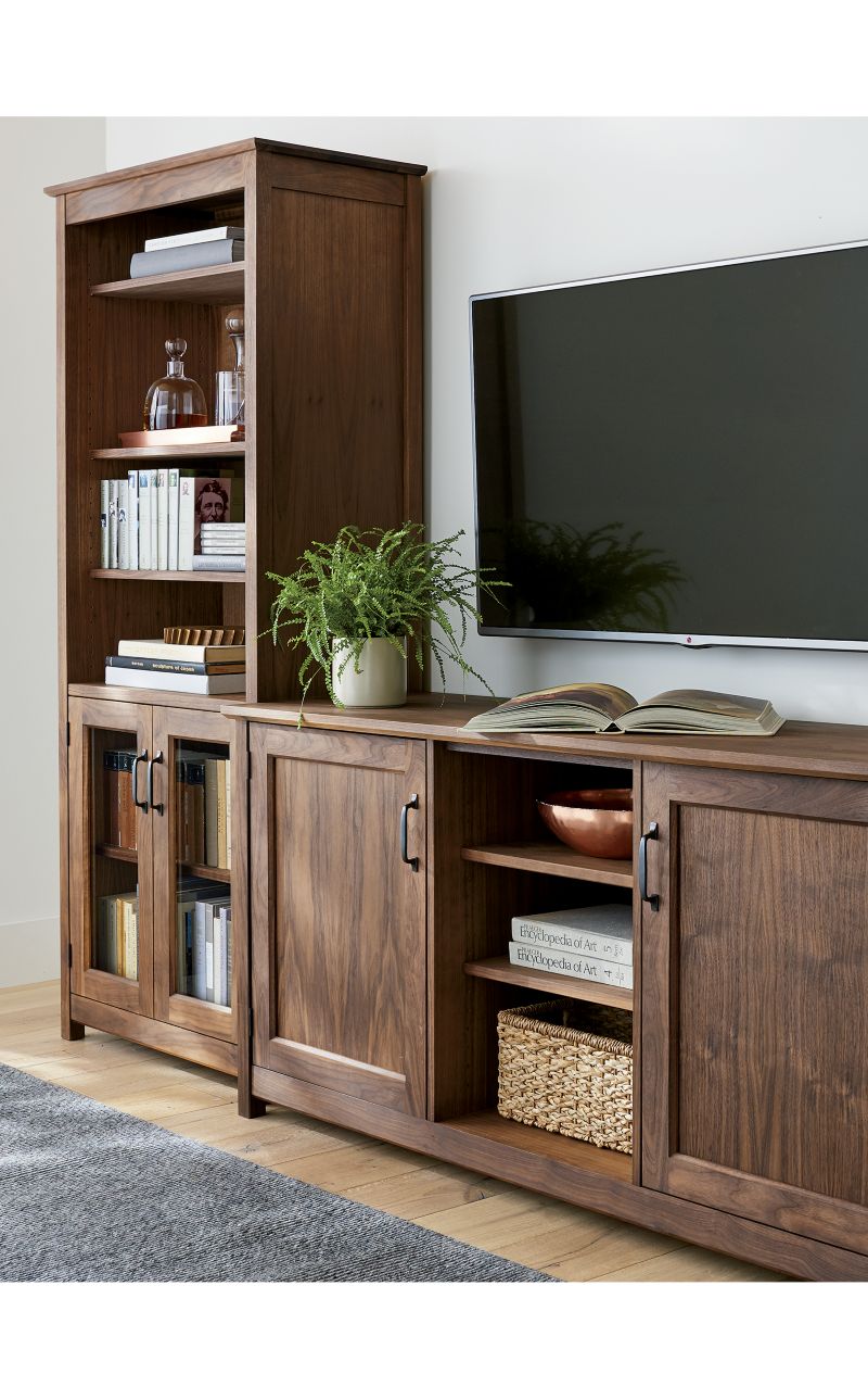 Ainsworth Walnut 64" Storage Media Console with Glass/Wood Doors - image 3 of 15