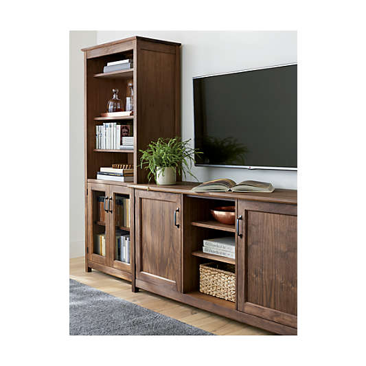 Ainsworth Walnut 64" Storage Media Console with Glass/Wood Doors