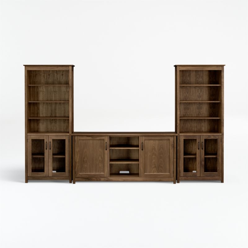 Ainsworth Walnut 64" Media Center and 2 Towers with Glass/Wood Doors - image 3 of 10