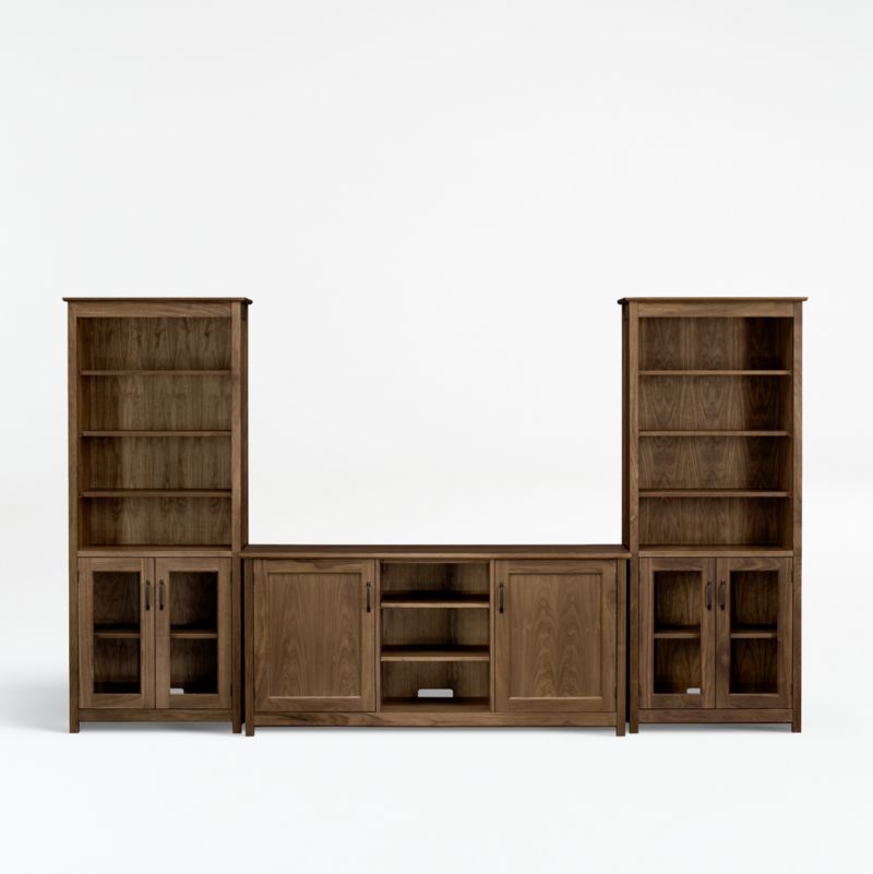 Ainsworth Walnut 64" Media Center and 2 Towers with Glass/Wood Doors - image 0 of 10