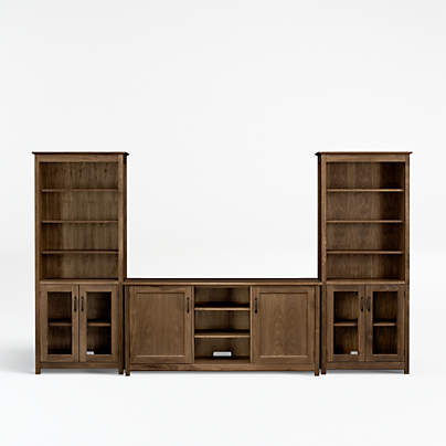 Ainsworth Walnut Media Storage Tower with Glass/Wood Doors + Reviews ...