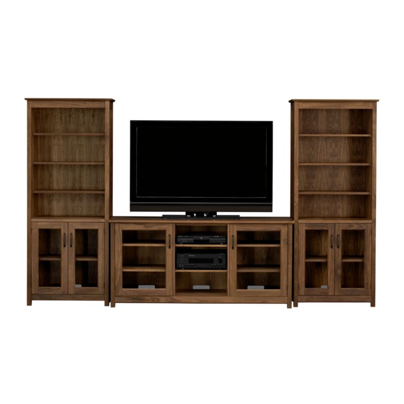 Ainsworth Walnut 64" Media Center and 2 Towers with Glass/Wood Doors - image 8 of 10