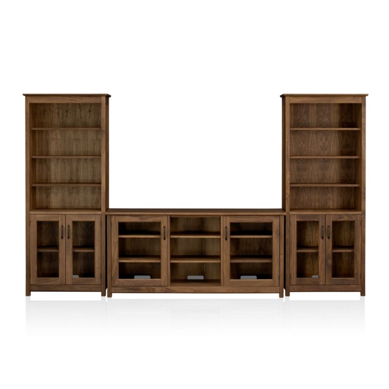 Ainsworth Walnut 64" Media Center and 2 Towers with Glass/Wood Doors - image 4 of 10