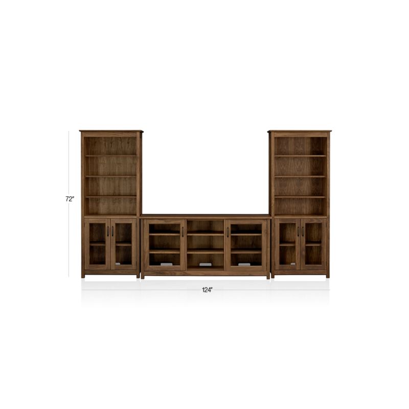 View Ainsworth Walnut 64" Media Center and 2 Towers with Glass/Wood Doors - image 3 of 10