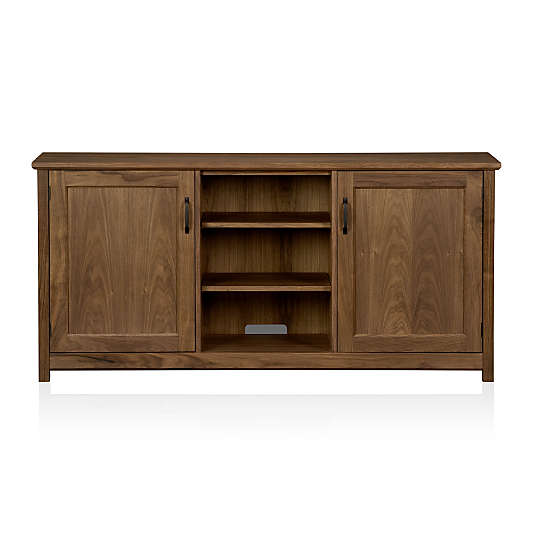 Ainsworth Walnut 64" Storage Media Console with Glass/Wood Doors