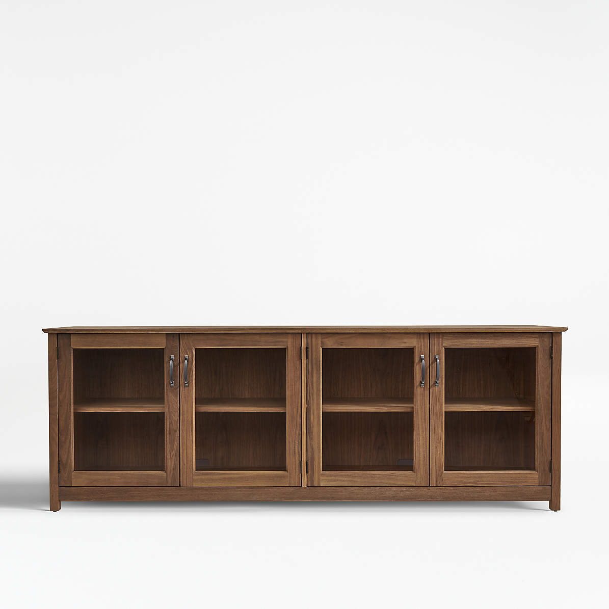 Ainsworth Walnut 85 Media Console With Glass Wood Doors Reviews Crate And Barrel