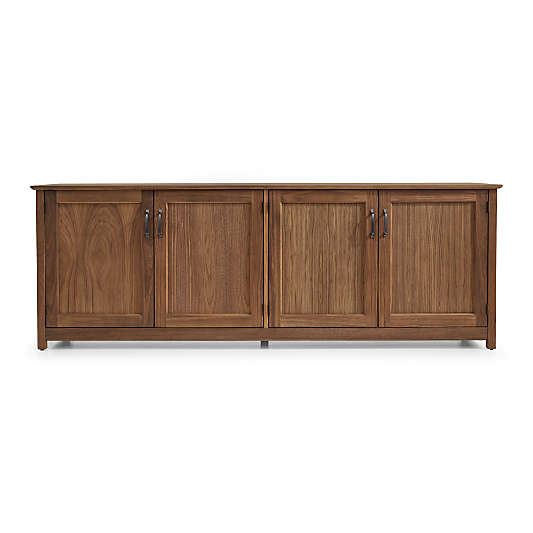 Ainsworth Walnut 85" Storage Media Console with Glass/Wood Doors