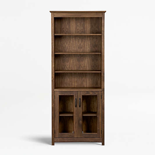 Ainsworth Walnut Media Storage Tower with Glass/Wood Doors