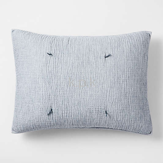 Aire Crinkle Blue Hand-Quilted Kids Pillow Sham