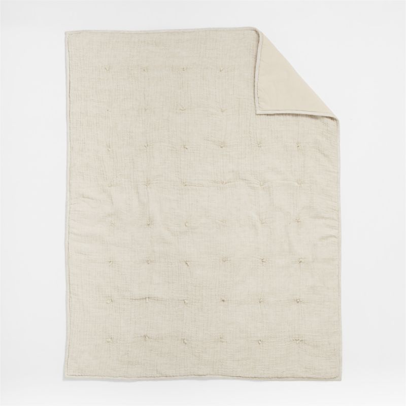 Aire Crinkle Stone Tan Organic Cotton Baby Crib Quilt - image 5 of 10