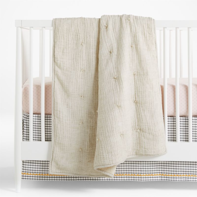 Aire Stone Tan Crinkle Hand-Quilted Baby Crib Quilt