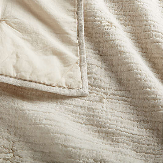 Aire Stone Tan Crinkle Organic Cotton Baby Crib Quilt