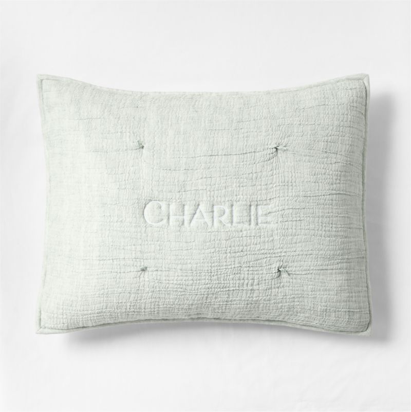 Aire Crinkle Muted Teal Hand-Quilted Kids Pillow Sham - image 4 of 8