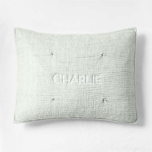 Aire Crinkle Muted Teal Hand-Quilted Kids Pillow Sham