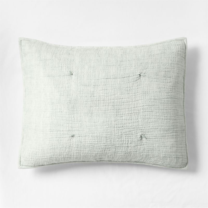 Aire Crinkle Muted Teal Hand-Quilted Kids Pillow Sham - image 0 of 8