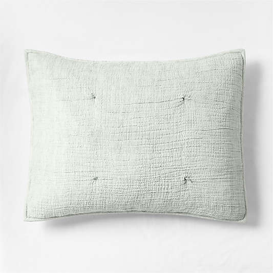 Aire Crinkle Muted Teal Hand-Quilted Kids Pillow Sham