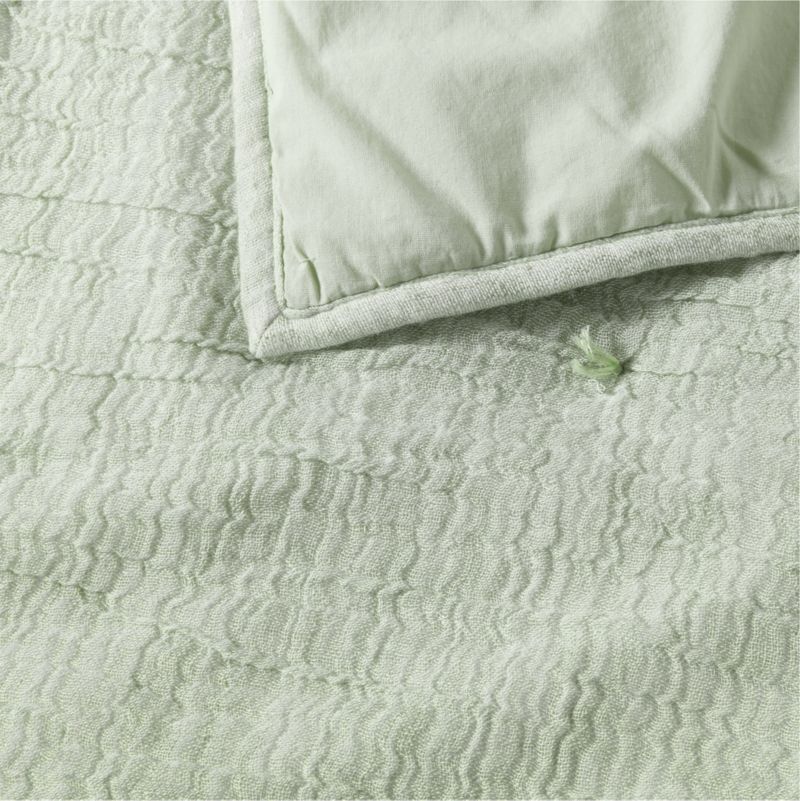 Aire Crinkle Muted Teal Hand-Quilted Kids Full/Queen Comforter - image 4 of 6