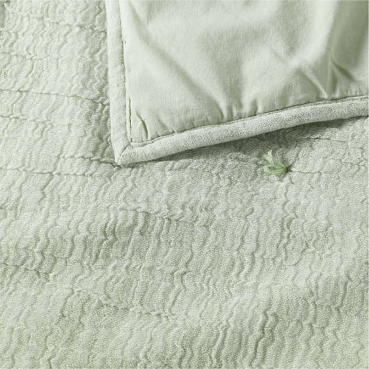 Aire Crinkle Muted Teal Hand-Quilted Organic Cotton Kids Comforter