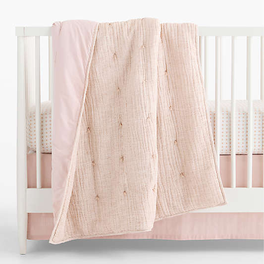 Aire Crinkle Violet Rose 100% Organic Cotton Baby Crib Quilt