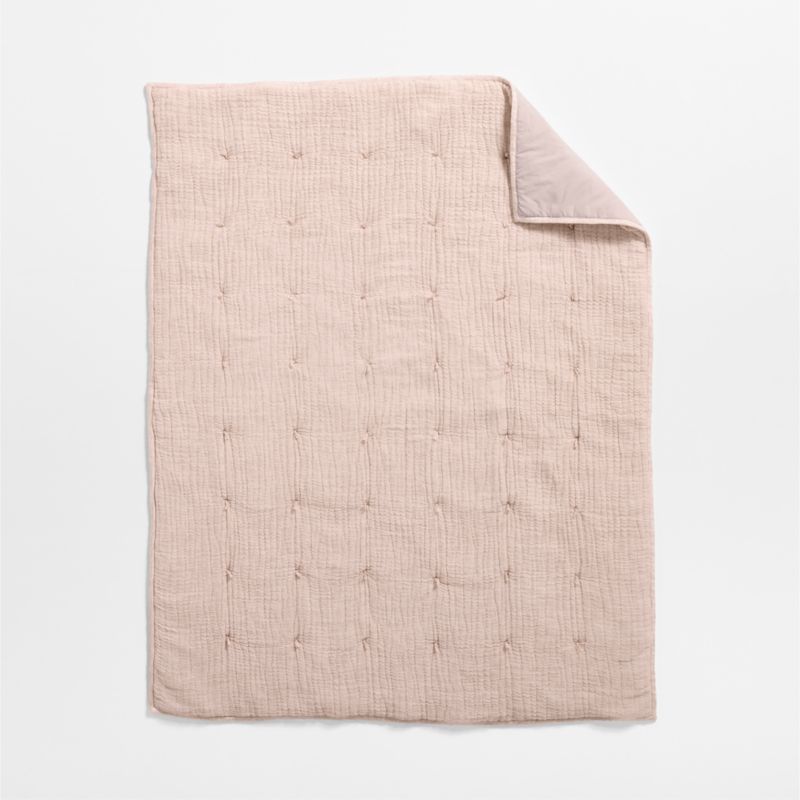 Aire Crinkle Violet Rose Organic Cotton Baby Crib Quilt - image 3 of 9